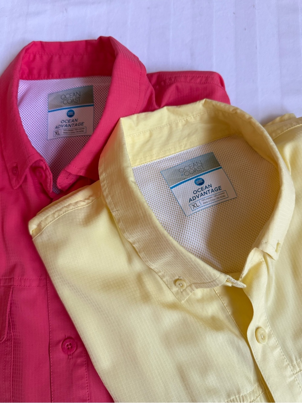 Ocean Advantage Men’s Button-Up Shirt Vibrant Yellow and Coral size XL (BUNDLE)